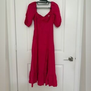 Reformation Fuchsia Long Sleeve Dress